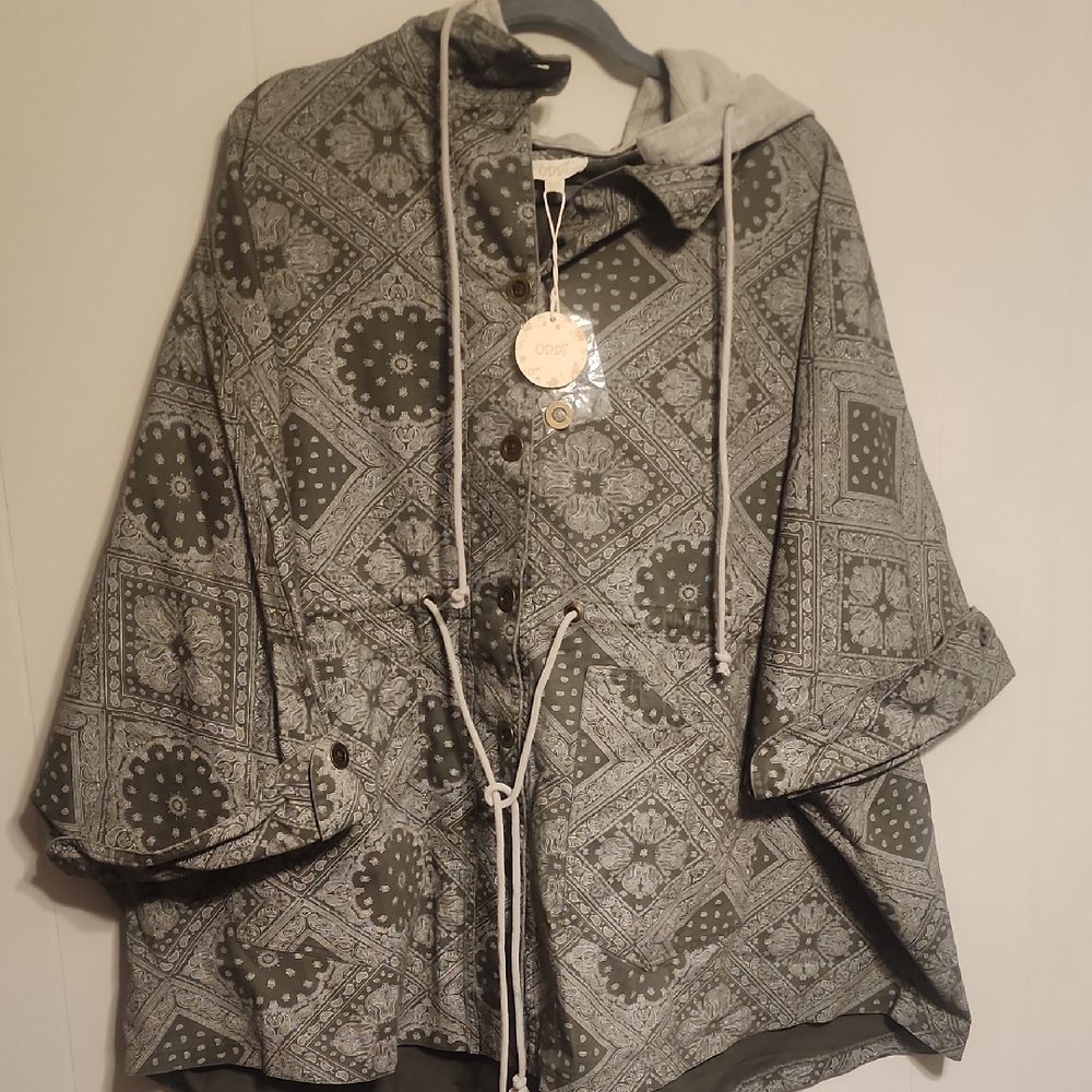 ODDY Gray Patterned Hoodie